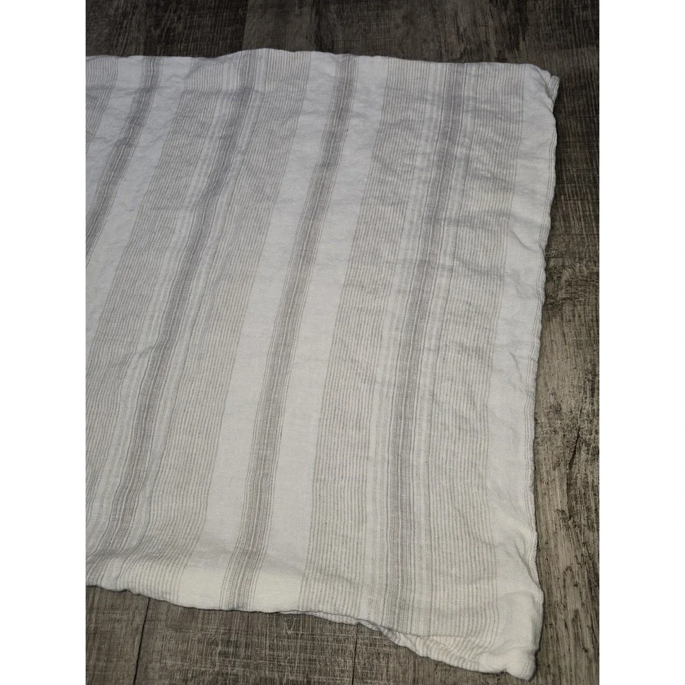 Piu Belle Portugal 100% Linen Standard Sham White Gray Stripe Pillow Cover